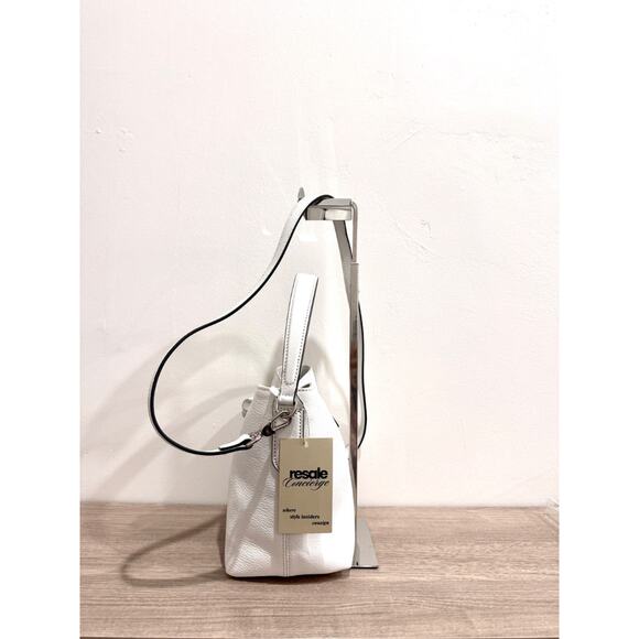 Longchamp Le Roseau Clasp-Detail White Leather Small Bucket Bag - Picture 5 of 13